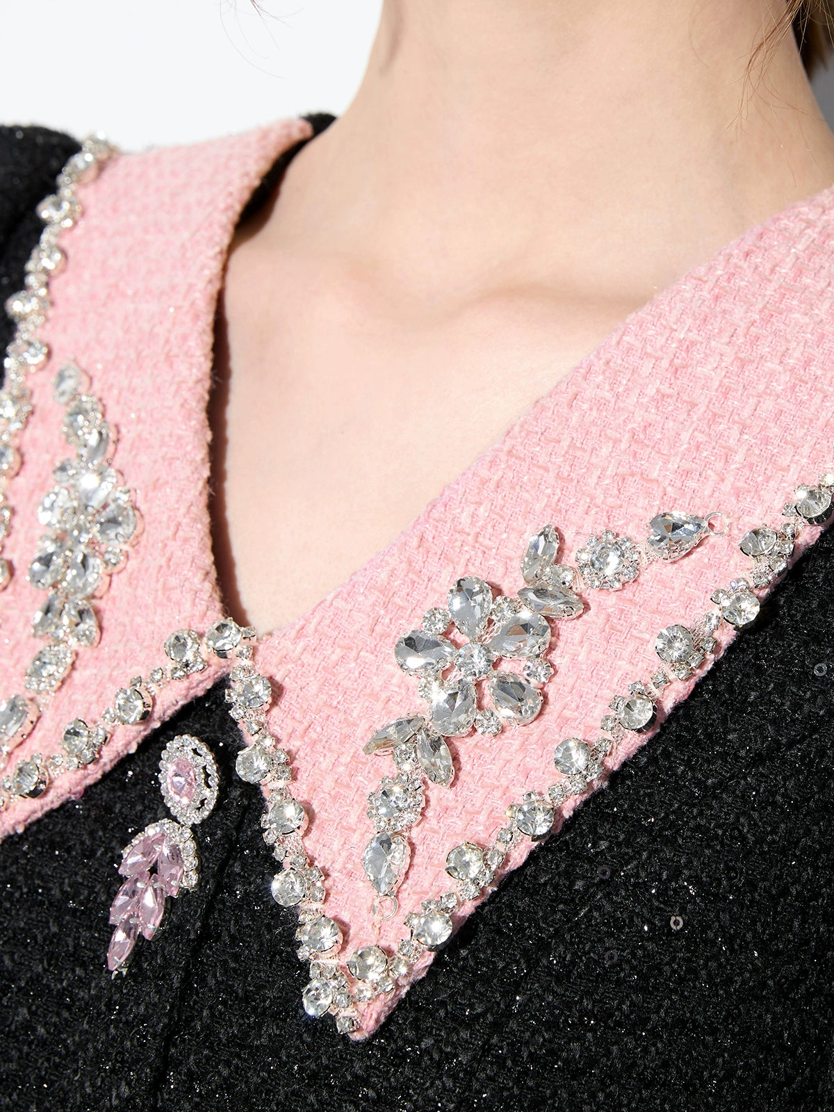 Black Pink bijou Dress【AUI】ブラックピンクビジュードレス