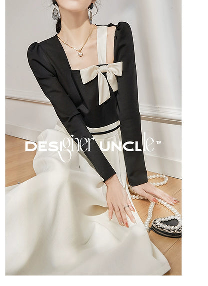 Two-tone Ribbon dress 【Designer uncle】ツートンリボンドレス