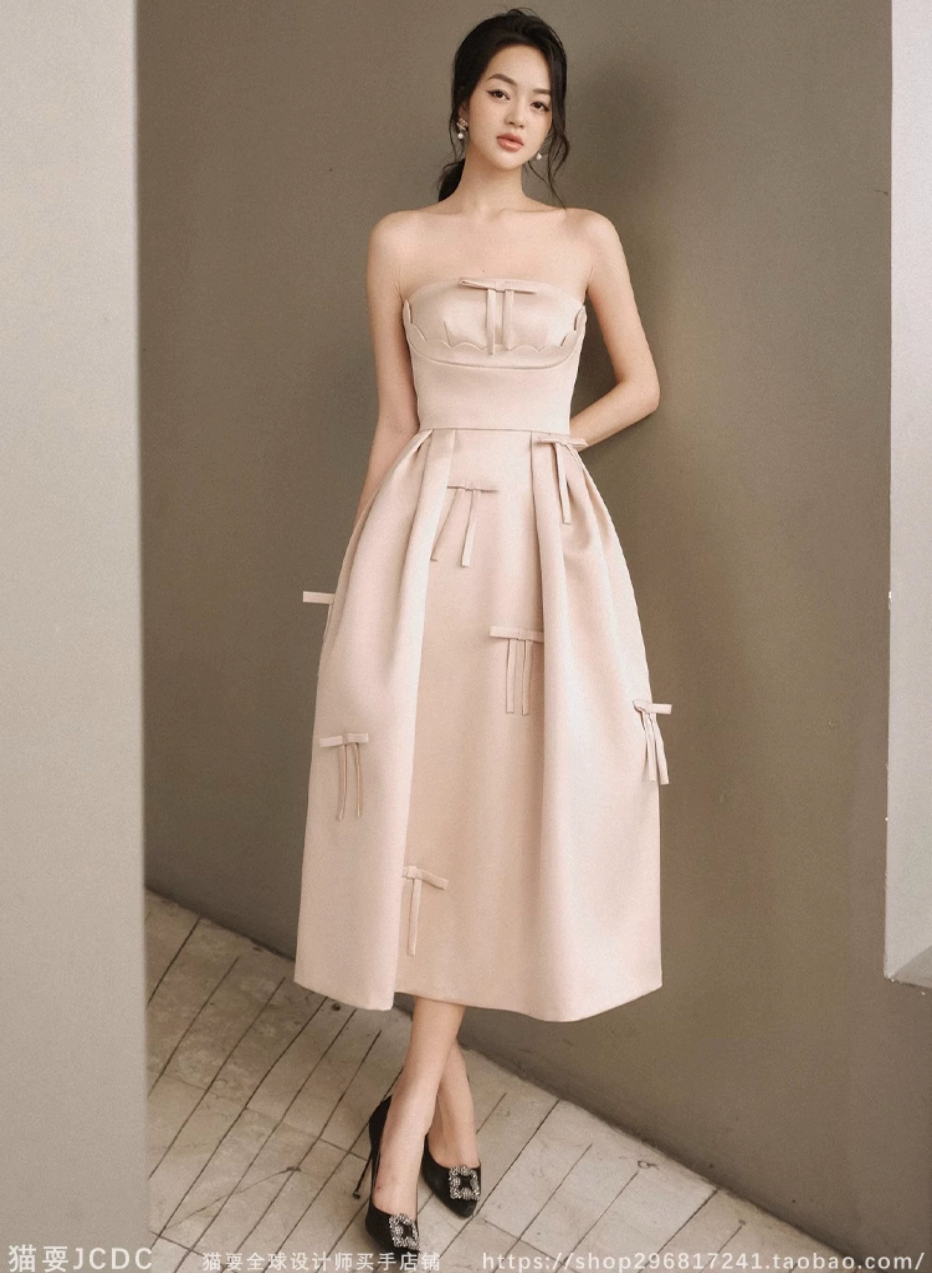 Solid Color Ribbon Sweet Dress【DEJA VU】ソリッドカラーリボンスウィートドレス