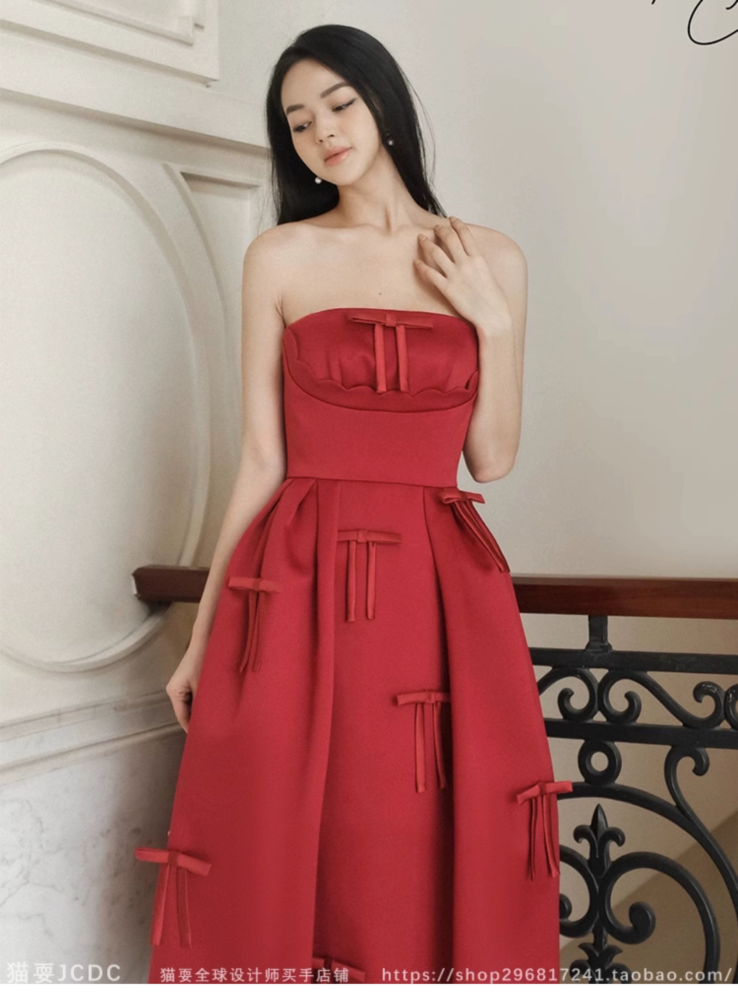 Solid Color Ribbon Sweet Dress【DEJA VU】ソリッドカラーリボンスウィートドレス